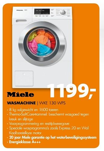 Aanbiedingen Miele wasmachine wke 130 wps - Miele - Geldig van 10/06/2017 tot 18/06/2017 bij Expert