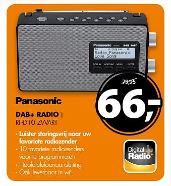 Aanbiedingen Panasonic dab+ radio rf-d10 zwart - Panasonic - Geldig van 10/06/2017 tot 18/06/2017 bij Expert