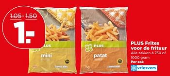 Aanbiedingen Plus frites voor de frituur - Huismerk - Plus - Geldig van 11/06/2017 tot 17/06/2017 bij Plus