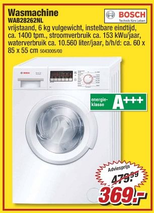 Aanbiedingen Bosch wasmachine wab28262nl - Bosch - Geldig van 10/06/2017 tot 17/06/2017 bij Poco