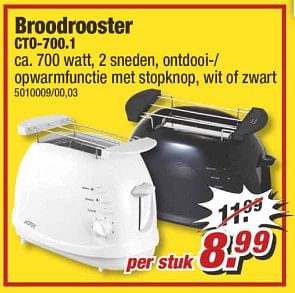 Aanbiedingen Broodrooster cto-700.1 - Huismerk - Poco - Geldig van 10/06/2017 tot 17/06/2017 bij Poco