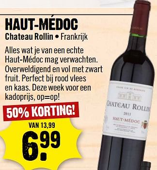 Aanbiedingen Haut-médoc chateau rollin frankrijk - Rode wijnen - Geldig van 11/06/2017 tot 17/06/2017 bij Dirk III
