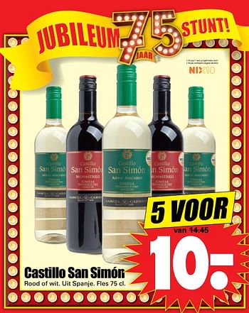 Aanbiedingen Castillo san simón - Rode wijnen - Geldig van 11/06/2017 tot 17/06/2017 bij Lekker Doen