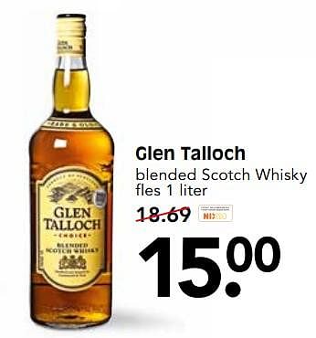 Aanbiedingen Glen talloch blended scotch whisky fles - Glen Talloch - Geldig van 11/06/2017 tot 17/06/2017 bij Em-té