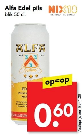 Aanbiedingen Alfa edel pils - Alfa - Geldig van 11/06/2017 tot 17/06/2017 bij Deen Supermarkten