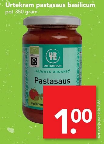 Aanbiedingen Urtekram pastasaus basilicum - Urtekram - Geldig van 11/06/2017 tot 17/06/2017 bij Deen Supermarkten