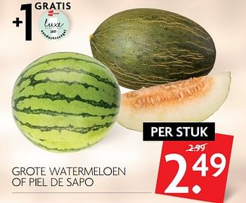 Aanbiedingen Grote watermeloen of piel de sapo - Huismerk - Deka Markt - Geldig van 11/06/2017 tot 17/06/2017 bij Deka Markt