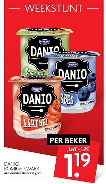 Aanbiedingen Danio romige kwark - Danone - Geldig van 11/06/2017 tot 17/06/2017 bij Deka Markt