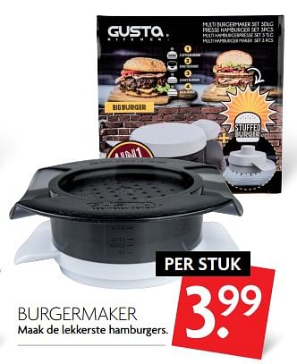 Aanbiedingen Burgermaker maak de lekkerste hamburgers - Gusta - Geldig van 11/06/2017 tot 17/06/2017 bij Deka Markt