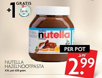 Aanbiedingen Nutella hazelnootpasta - Nutella - Geldig van 11/06/2017 tot 17/06/2017 bij Deka Markt