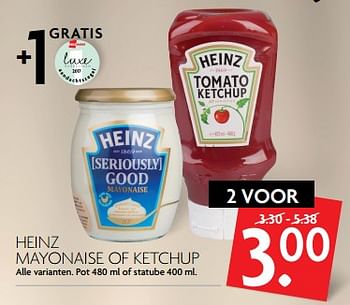 Aanbiedingen Heinz mayonaise of ketchup - Heinz - Geldig van 11/06/2017 tot 17/06/2017 bij Deka Markt