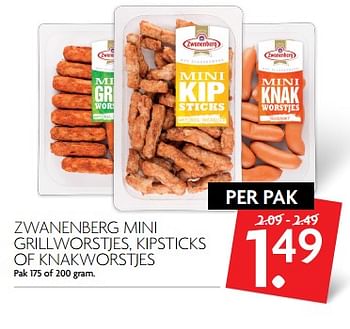 Aanbiedingen Zwanenberg mini grillworstjes, kipsticks of knakworstjes - Zwanenberg - Geldig van 11/06/2017 tot 17/06/2017 bij Deka Markt