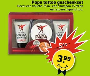 Aanbiedingen Papa tattoo geschenkset - Papa - Geldig van 13/06/2017 tot 18/06/2017 bij Trekpleister