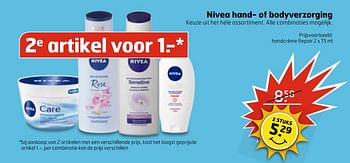 Aanbiedingen Handcrème repair - Nivea - Geldig van 13/06/2017 tot 18/06/2017 bij Trekpleister