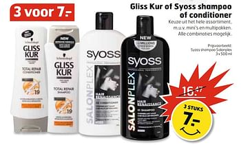 Aanbiedingen Syoss shampoo salonplex - Syoss - Geldig van 13/06/2017 tot 18/06/2017 bij Trekpleister