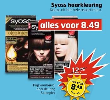 Aanbiedingen Haarkleuring salonplex - Syoss - Geldig van 13/06/2017 tot 18/06/2017 bij Trekpleister