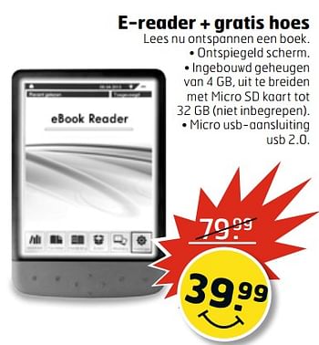 Aanbiedingen E-reader + gratis hoes - Huismerk - Trekpleister - Geldig van 13/06/2017 tot 18/06/2017 bij Trekpleister