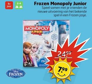 Aanbiedingen Frozen monopoly junior - Disney  Frozen - Geldig van 13/06/2017 tot 18/06/2017 bij Trekpleister