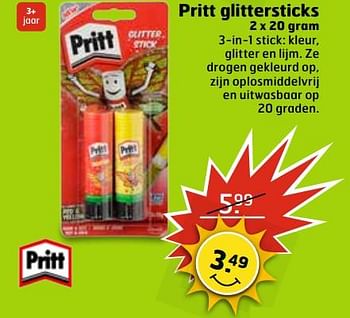 Aanbiedingen Pritt glittersticks - Pritt - Geldig van 13/06/2017 tot 18/06/2017 bij Trekpleister