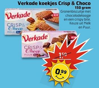 Aanbiedingen Verkade koekjes crisp + choco - Verkade - Geldig van 13/06/2017 tot 18/06/2017 bij Trekpleister