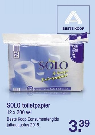 Aanbiedingen Solo toiletpapier - Solo Papierwaren - Geldig van 11/06/2017 tot 18/06/2017 bij Aldi