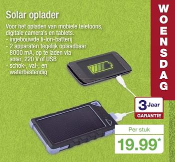 Aanbiedingen Solar oplader - Huismerk - Aldi - Geldig van 11/06/2017 tot 18/06/2017 bij Aldi