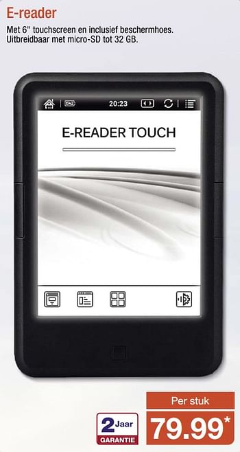 Aanbiedingen E-reader met 6 touchscreen en inclusief beschermhoes. uitbreidbaar met micro-sd tot 32 gb - Huismerk - Aldi - Geldig van 11/06/2017 tot 18/06/2017 bij Aldi
