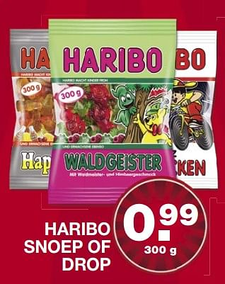 Aanbiedingen Haribo snoep of drop - Haribo - Geldig van 11/06/2017 tot 18/06/2017 bij Aldi
