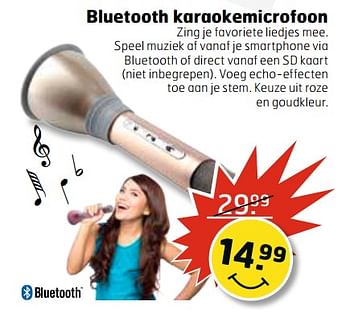 Aanbiedingen Bluetooth karaokemicrofoon - Huismerk - Trekpleister - Geldig van 13/06/2017 tot 18/06/2017 bij Trekpleister
