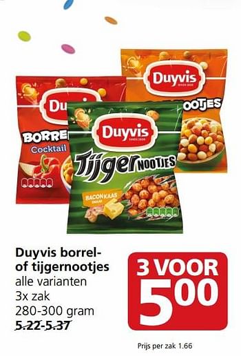 Aanbiedingen Duyvis borrel- of tijgernootjes - Duyvis - Geldig van 12/06/2017 tot 18/06/2017 bij Jan Linders