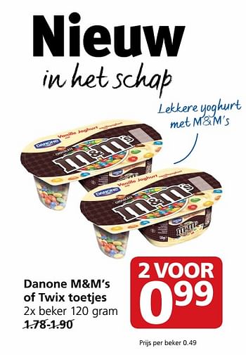 Aanbiedingen Danone m+m`s of twix toetjes - Danone - Geldig van 12/06/2017 tot 18/06/2017 bij Jan Linders