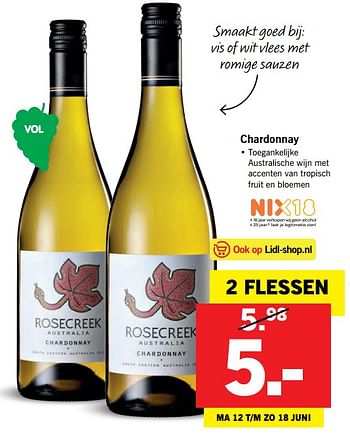 Aanbiedingen Chardonnay - Witte wijnen - Geldig van 12/06/2017 tot 18/06/2017 bij Lidl