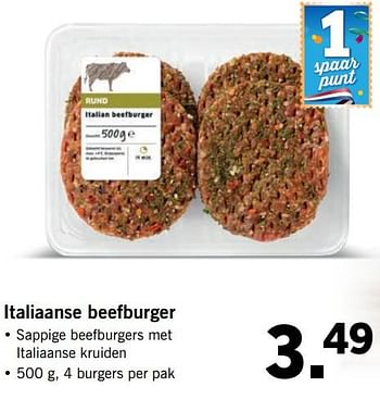Aanbiedingen Italiaanse beefburger - Huismerk - Lidl - Geldig van 12/06/2017 tot 18/06/2017 bij Lidl