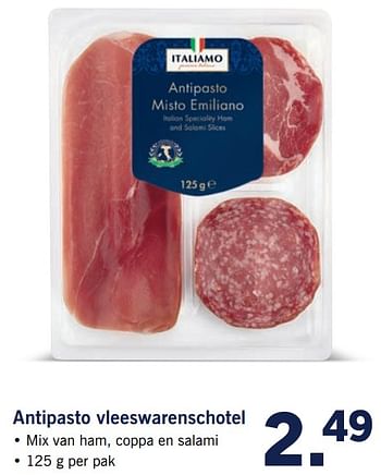 Aanbiedingen Antipasto vleeswarenschotel - Italiamo - Geldig van 12/06/2017 tot 18/06/2017 bij Lidl