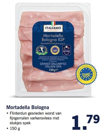 Aanbiedingen Mortadella bologna - Italiamo - Geldig van 12/06/2017 tot 18/06/2017 bij Lidl