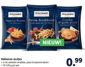 Aanbiedingen Italiaanse zoutjes - Italiamo - Geldig van 12/06/2017 tot 18/06/2017 bij Lidl