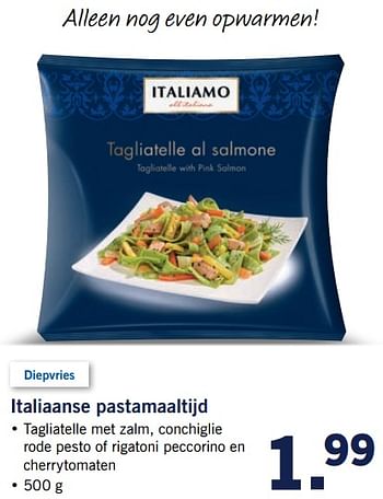 Aanbiedingen Italiaanse pastamaaltijd - Italiamo - Geldig van 12/06/2017 tot 18/06/2017 bij Lidl