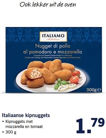 Aanbiedingen Italiaanse kipnuggets - Italiamo - Geldig van 12/06/2017 tot 18/06/2017 bij Lidl
