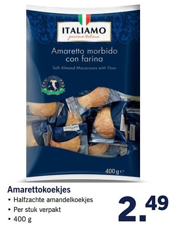Aanbiedingen Amarettokoekjes - Italiamo - Geldig van 12/06/2017 tot 18/06/2017 bij Lidl