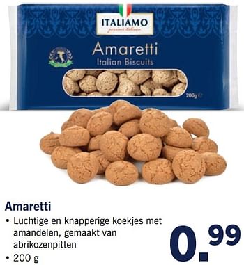 Aanbiedingen Amaretti - Italiamo - Geldig van 12/06/2017 tot 18/06/2017 bij Lidl