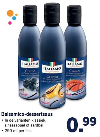 Aanbiedingen Balsamico-dessertsaus - Italiamo - Geldig van 12/06/2017 tot 18/06/2017 bij Lidl
