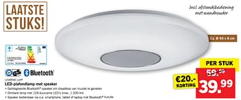 Aanbiedingen Led-plafondlamp met speaker - livarnolux - Geldig van 12/06/2017 tot 18/06/2017 bij Lidl
