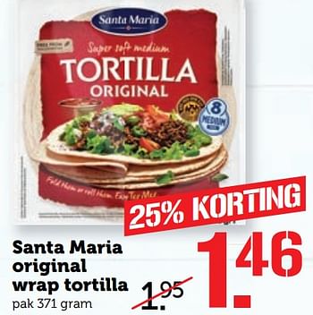 Aanbiedingen Santa maria original wrap tortilla - Santa Maria - Geldig van 12/06/2017 tot 18/06/2017 bij Coop