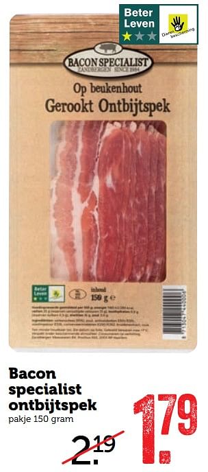 Aanbiedingen Bacon specialist ontbijtspek - Huismerk - Coop - Geldig van 12/06/2017 tot 18/06/2017 bij Coop