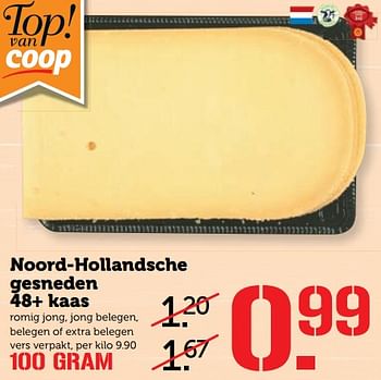 Aanbiedingen Noord-hollandsche gesneden 48+ kaas - Huismerk - Coop - Geldig van 12/06/2017 tot 18/06/2017 bij Coop