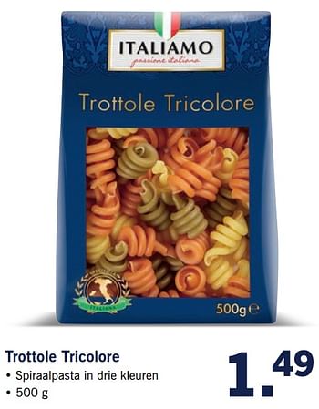 Aanbiedingen Trottole tricolore - Italiamo - Geldig van 12/06/2017 tot 18/06/2017 bij Lidl