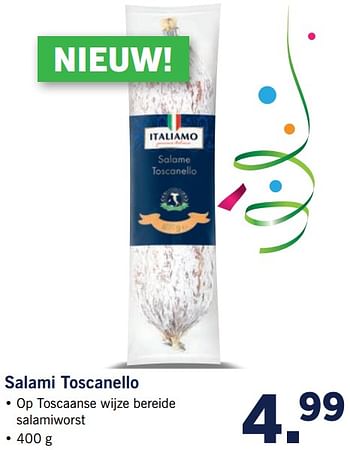 Aanbiedingen Salami toscanello - Italiamo - Geldig van 12/06/2017 tot 18/06/2017 bij Lidl