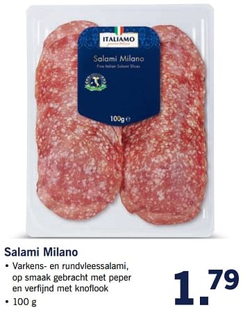 Aanbiedingen Salami milano - Italiamo - Geldig van 12/06/2017 tot 18/06/2017 bij Lidl