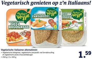 Aanbiedingen Vegetarische italiaanse alternatieven - My Best Veggie - Geldig van 12/06/2017 tot 18/06/2017 bij Lidl