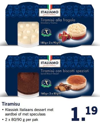 Aanbiedingen Tiramisu - Italiamo - Geldig van 12/06/2017 tot 18/06/2017 bij Lidl